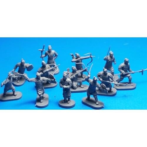 Un-painted 1/72 super mini pvc figure model toy painted qing dynasty soldier 12pcsse/t