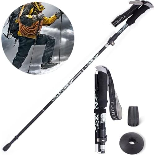 Outdoor Adjustable Trekking Pole Folding Hiking Stick Portable Ultra Light Anti Shock Poles Trekking Stick Walk Travel Crutche