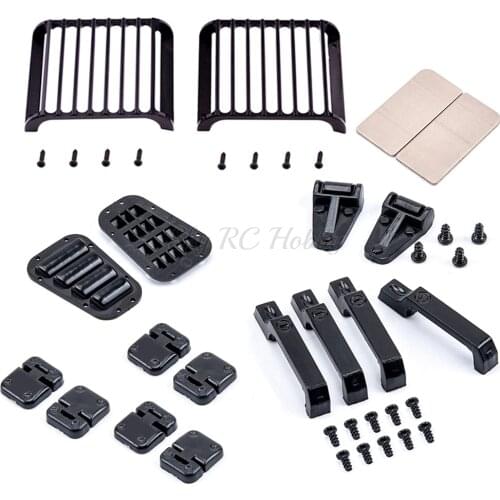 Front Lamp Guard Intake Grille Door Engine Cover Hinge Rearview Mirror Decor for Traxxas TRX4 Defender 1/10 RC Crawler Car Parts