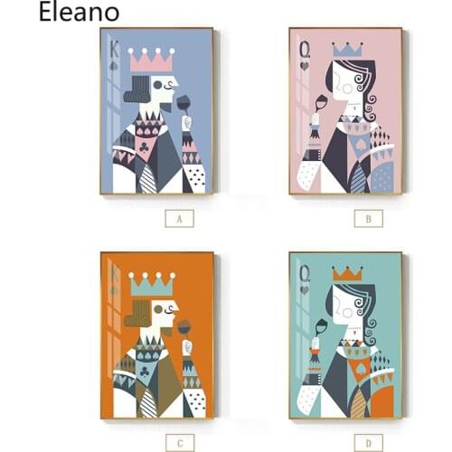 Poker Poster Q K Figure Painting Canvas Art Wall Decor Cartoons Anime Picture Abstract Design for Childrens Room