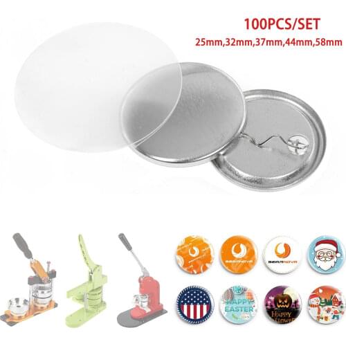 100Pcs Blank Badge Pin Button Maker Parts Material Supplies 32mm 37mm 44mm DIY Button Making Punch Press Machine Material Part