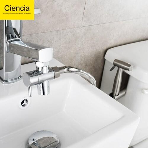 Free Shipping Toilet Sprayer Kit Stainless Steel Hand Held Sprayer Diaper Sprayer Shattaf with Diverter Valve,holder,1.2m hose