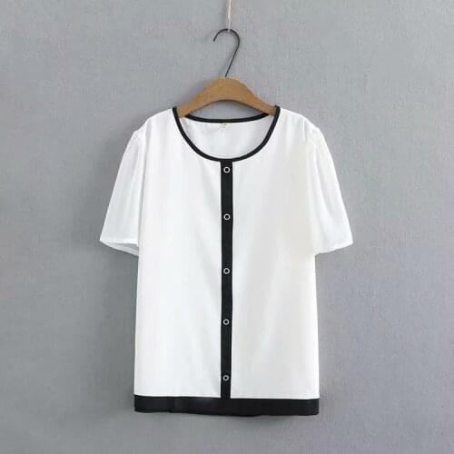 Plus Size Womens White Black Chiffon Tshirts Simple Officewear Tops Ladies' OL Tee
