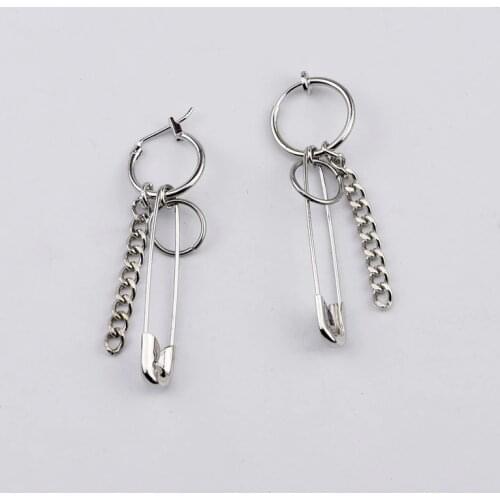 Stainless Steel Punk Earrings for Network Red Men Star Chain Pins Ear Clip Hipster Rock Hip-hop Unisex Trend Boys Women Earring