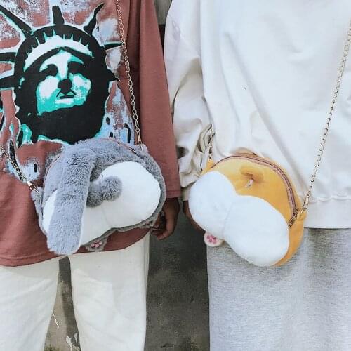 Short-legged Corgi Cute Little Ass Plush Messenger Bag Creative Shoulder Bag Girl Purse Best Birthday Gift