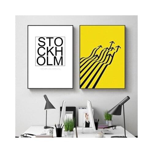 Nordic Minimalist Decoration Painting Wall Pictures for Living Room STOCKHOLM Canvas Wall Art Quadro Sweden Bedroom Letter