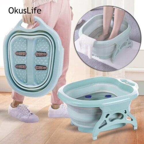 Foldable Footbath Plain foaming Massage Bucket Plastic foot bath basin large heightening footbath fording Barrel Reduce Pressure