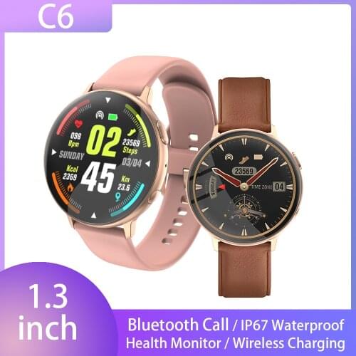 XUESEVEN 2021 Smart Watch C6 Full Touch Screen Bluetooth Waterproof Blood Pressure Monitoring wireless charging For Android IOS