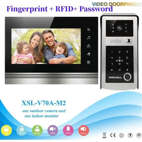 SmartYIBA 7" Video Door Phone RFID Fingerprint Code Keypad Unlock Doorbell Night Vision Access Control Video Intercom System