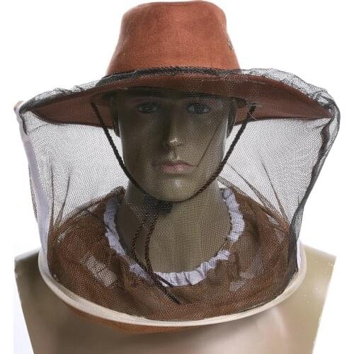 Beekeeping Hat Beekeeper Mask Cowboy Hat Mosquito Bee Net Veil Full Face Neck Cover Outdoor Bug Mesh Mask Head Protective Cap