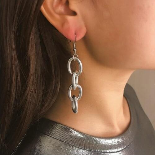 1 Pair Geometric Drop Hoop Earrings Long Link Chain Dangle Earrings Drop Earring Statement Studs Jewelry