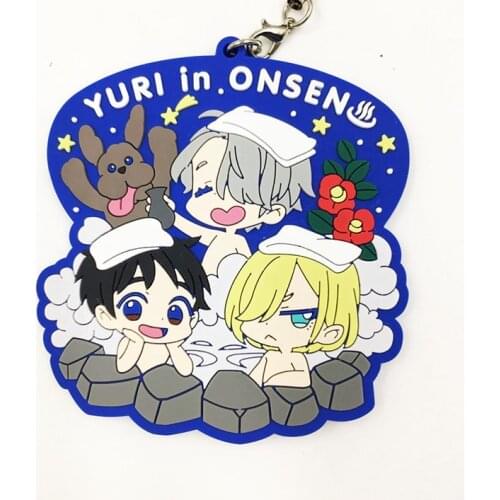 1PCS YURI ON ICE Anime keychain Victor Nikiforov Katsuki JJ Otabek Yuuri Plisetsky Rubber strap/mobile phone charms