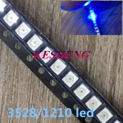 100pcs/lot 1210 3528 SMD LED Ultra Bright Blue Light Diode 470-475NM 3.0-3.6V Chip led lamp high lighting