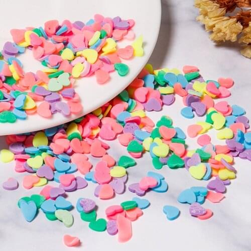1000Pcs/bag Ceramic Beads 5mm Flat Love heart shape Polymer Clay Spacer Handmade For Jewelry DIY Making