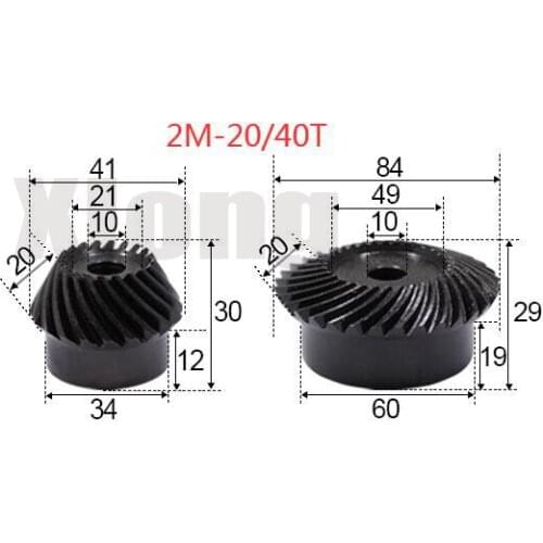2M-20 / 40Teeths 1: 2 Ration Precision Spiral Bevel Gear Spiral Bevel Gear