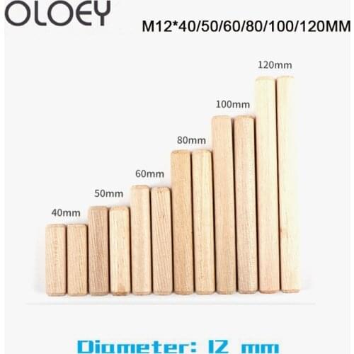 50/100pcs Wooden Dowel M12 Cabinet Drawer Round Fluted Wood Craft Dowel Pins Rods Set Furniture Fitting M8 Length:40mm-120mm