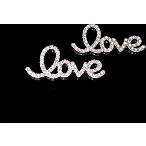 50pcs Love Crystal Rhinestone Jewelry Appliques Necklace Metal strass Flatback Wedding Brides Hairpin Hair Clip Invitation Decor