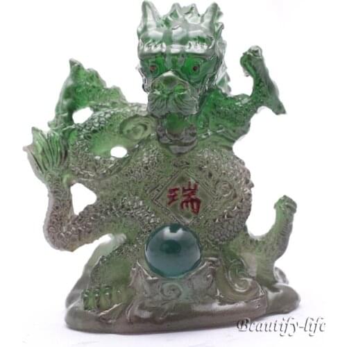 Allochroic Mascot,Green Happy Dragon,Fengshui,Best Gifts,Novel present, arts&Crafts,Ornament will change color, tea pet, S1015AL