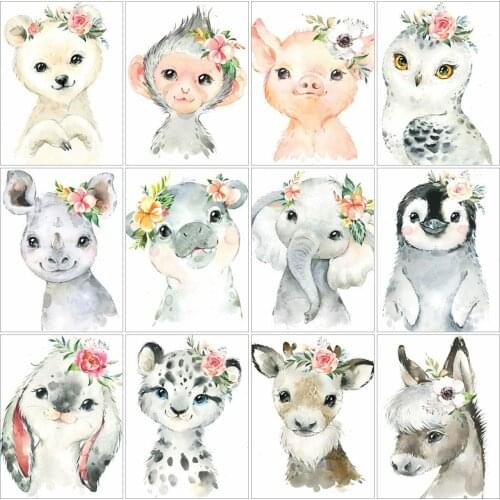 AZQSD 5D Diamond Painting Elephant Fox Horse Cross Stitch Needlework Diamond Embroidery Animal Mosaic Rhinestones Home Decor