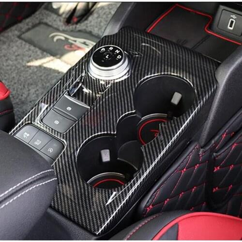 For Ford Focus 2019 2020 Carbon Fiber Front Cup Holder Water Bottle Frame Decoration Cover Trim Interior Accessories LHD