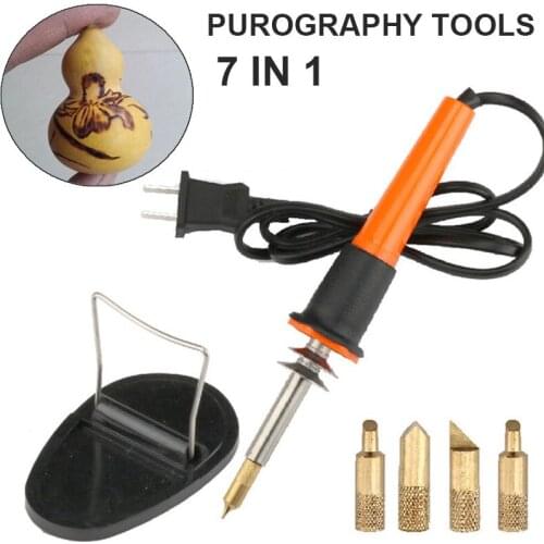 Electric Soldering Irons AC110V 40W US Plug Wood Burning Soldering Pen with 5 Tips and Stand Holder for Craft / DIY
