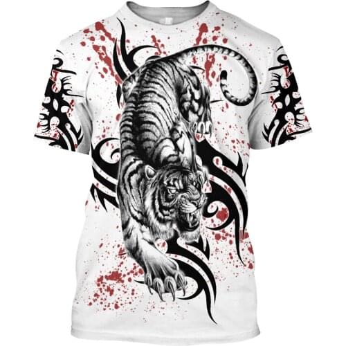 Mens Casual 3D Print T-Shirts King Tiger Tattoo Hip-Hop Harajuku Tshirts Summer Harajuku Tees Wome Unisex Short Sleeve Tops 06