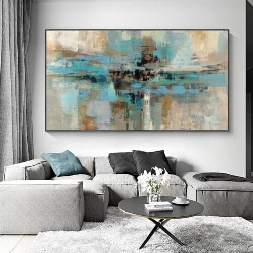 Abstract Canvas Oil Painting Large Wall Art Blue Posters and Prints Wall Hanging Decorative Picture for Living Room Home Decor