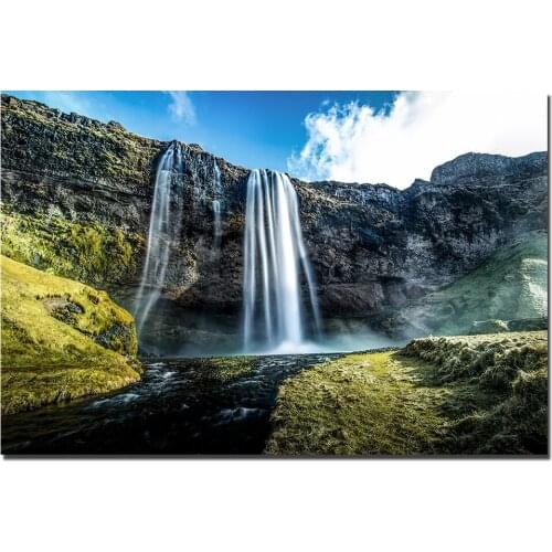 DIY Frame Canvas Painting Waterfalls Iceland Landscape Poster Wall Art Pictures Print For Living Room Home Decor