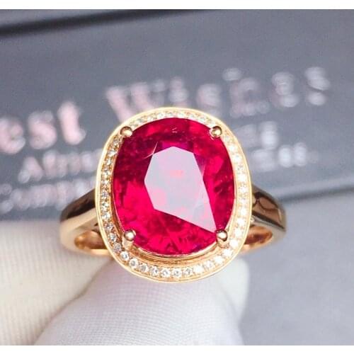 Z710 Fine Jewelry Pure 18 K Gold Natural Rubi Tourmaline 5.03ct Gemstone Diamond Gift Female Rings for Women Fine Ring
