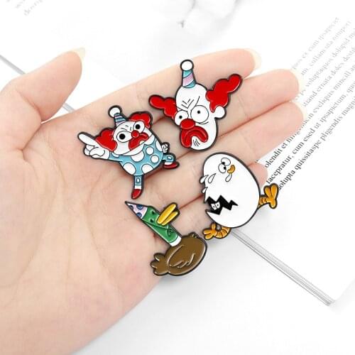 Cosmic Clown Brooch Duck Big White Chicken Animal Brooch Creative Cartoon Funny Clown Brooch Fashion Cute Backpack Badge