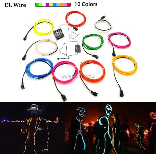 DIY Material 12V Waterproof Neon Light Cable Tape Night Glow EL Wire Rope Tube LED Strip For Costume Christmas Stage Performance