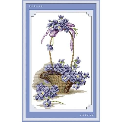 Joy Sunday Flower Pattern 14CT Printed Canvas Cross-stitch Set DMC Chinese Cross Stitch Needlework Kit Threads Crafts Home Decor