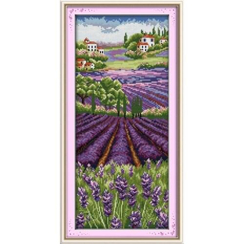 Lavender champaign cross stitch kit 14ct 11ct count printed canvas stitching embroidery DIY handmade needlework