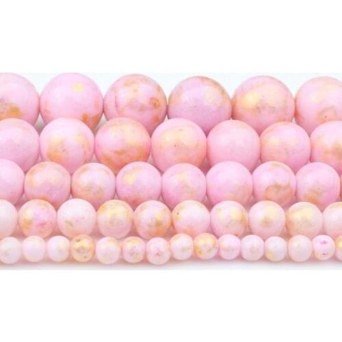 Natural Jewelry Pink Gold Colored Jades Loose Beads 15'' Strands DIY Woman Bracelet Necklace Ear Stud Beads for Jewelry Making