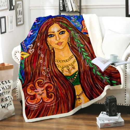 2020 NEW Egyptian Characters Blanket 3D Print Sherpa Blanket on Bed Kids Girl Flower Home Textiles Dreamlike Style 10