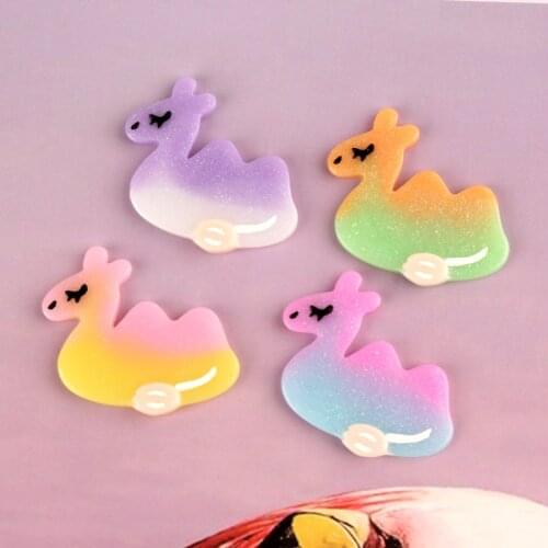 Newest 35*35mm Glitter Colorful Resin Cabochon Kawaii Cute Animal camel Shape Flatback Patch Sticker Ornament Accessories Craft