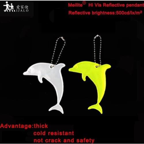 Wholesale 100pcs/lot Meilite material 500 candle light Dolphin Soft PVC Reflective keychain bag pendant accessories for traffic
