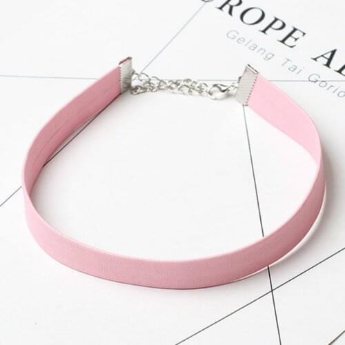 2020 Black Leather Choker Necklace Women Gothic Chokers Necklaces Pink Chocker ketting collares mujer collier ras du cou bijoux