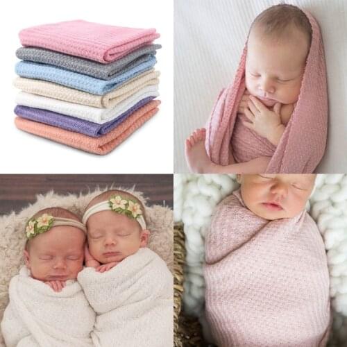 Newborn Baby Knitted Swaddle Wraps Receiving Blanket Infants Toddler Baby Blanket Photography Props Photo Shooting Accessories