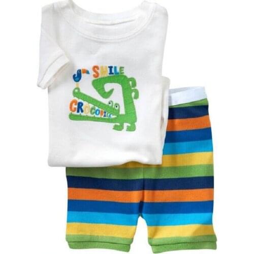 Crocodile Summer Boys Pajamas Suit 100% Cotton Soft Children Sleepwear Shorts Baby Boy Clothes Set Kids pijamas Infant pyjamas