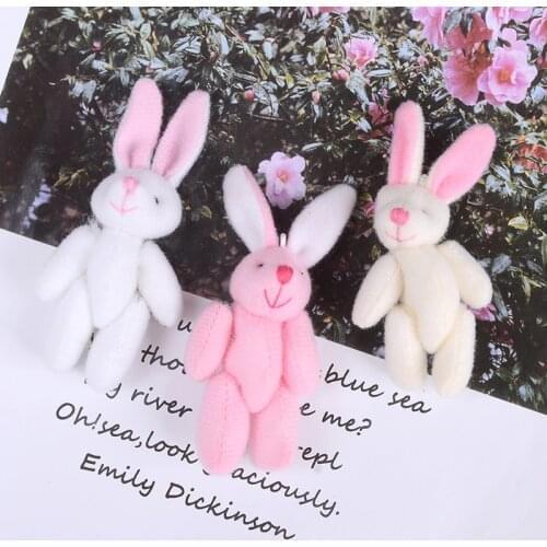 1PCS Mini Joint Rabbit Pendant Plush Bunny For Key Chain Bouquet Toy Doll 3colors DIY Ornaments Gifts Soft