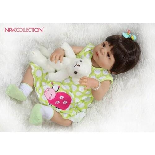 56CM full body silicone reborn baby doll victoria girl in tan skin sweet bebe doll reborn Bath toy dolls Xmas Gfit