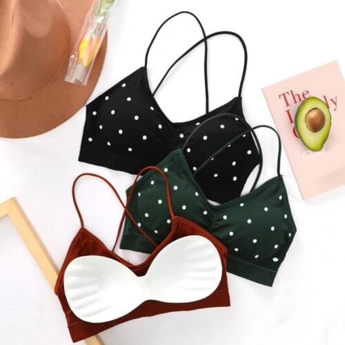 Sexy Dot Print Sport Bra Top Women Backless Cross Strap Sport Gym Brassiere Push Up Sports Bra gym home