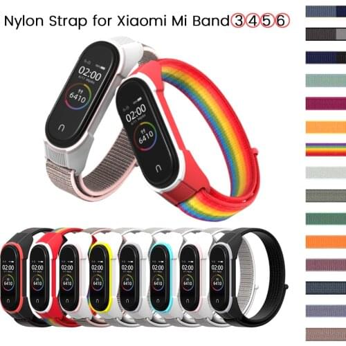 Replacement nylon strap for xiaomi mi band 6 5 4 3 correa wristband sports breathable bracelet on xiomi miband 6 my band6 straps