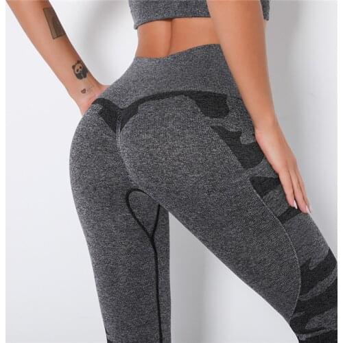 Camo Sports Kintted Leggings Seamless Fitness Leggings Push Up Sports Pants High Waist Slim Leggings Ankle-Length Jeggings