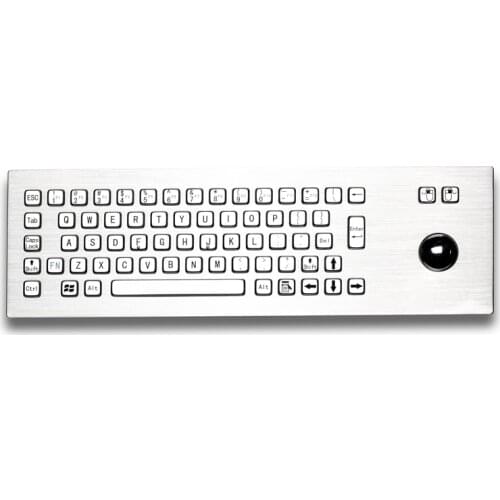 Standard Wired IP65 Waterproof Kiosk Desktop 67 Keys Industrial Stainless Steel Metal Keyboard