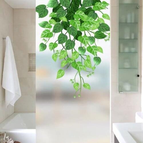 Custom Glass Window Film Static Frosted Light Transmitting Sticker, Home Foil Stickers ,Waterproof Easy to install Green Plant