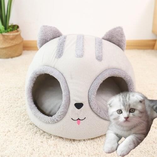 Cat Head Shaped Washable Improved Sleep Comfortable Cat Beds Indoor Pet House