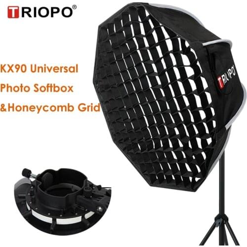Triopo 90cm Universal Outdoor Umbrella Octagon Softbox w Honeycomb Grid Speedlite Photo Soft Box for Godox V1 AD200 Yongnuo 560