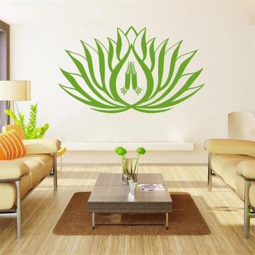Vinyl Wall Sticker Lotus Flower Namaste Symbol Decal Yoga Zen Meditation Buddha Eastern Bedroom Living Room Home Décor HY1496